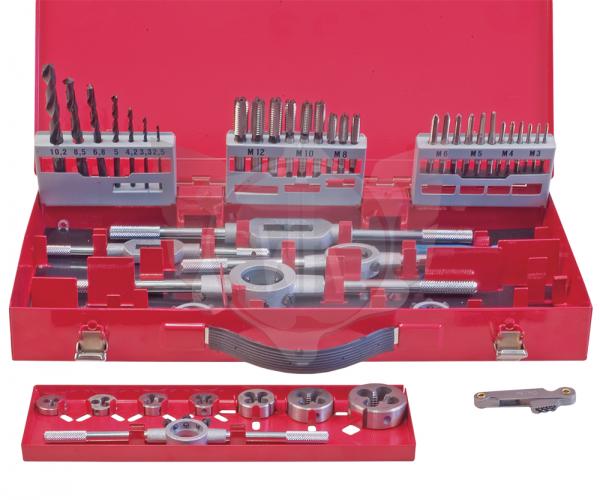 GEWINDESCHNEIDWERKZEUG-SATZ IN METALLKASETTE