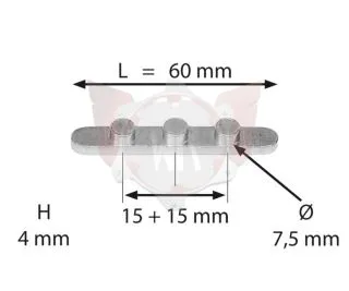 PASSFEDER MIT 3 STIFTEN ABSTAND 15+15mm